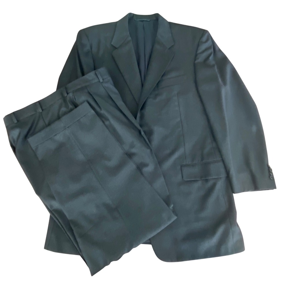 Hickey Freeman Loro Piana‎ Super 120s Wool Suit Mens 43L Black Boardroom  36x30